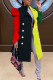 Black Fashion Casual Patchwork Cardigan Turndown Collar Outerwear
