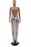 Silver Street Solid Patchwork Slit Fold Skinny High Waist Pencil Solid Color Bottoms