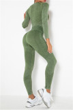 Green Casual Sportswear Solid Split Joint Two-piece Set