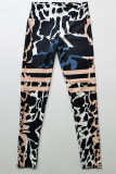 Multicolor Casual Sportswear Print Basic Skinny High Waist Pencil Trousers