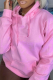 Pink Casual Solid Patchwork Hooded Collar Tops