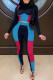 Blue Black Casual Solid Patchwork Half A Turtleneck Long Sleeve Two Pieces