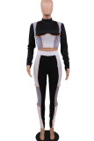 Apricot Casual Solid Patchwork Half A Turtleneck Long Sleeve Two Pieces