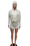 Grey Casual Solid Tassel Patchwork Hooded Collar Long Sleeve Two Pieces