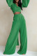 Green Elegant Solid Bandage Patchwork V Neck Long Sleeve Two Pieces