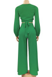 Red Elegant Solid Bandage Patchwork V Neck Long Sleeve Two Pieces