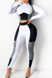 Apricot Casual Solid Patchwork Half A Turtleneck Long Sleeve Two Pieces