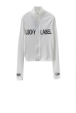 White Casual Letter Print Patchwork Zipper Zipper Collar Long Sleeve Two Pieces
