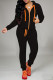 Black Casual Solid Patchwork Zipper Hooded Collar Long Sleeve Two Pieces
