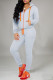 Grey Casual Solid Patchwork Zipper Hooded Collar Long Sleeve Two Pieces