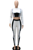 Apricot Casual Solid Patchwork Half A Turtleneck Long Sleeve Two Pieces