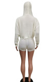 Grey Casual Solid Tassel Patchwork Hooded Collar Long Sleeve Two Pieces