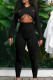 Black Sexy Solid Hollowed Out Patchwork O Neck Skinny Jumpsuits