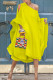 Yellow Sweet Bat-wing Sleeves Asymmetrical Chiffon Mid Calf Dress