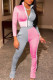 Pink Casual Solid Patchwork Zipper Zipper Collar Long Sleeve Two Pieces