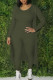 Army Green Casual Solid Patchwork U Neck Sleeveless Three Pieces