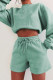 Green Casual Solid Patchwork O Neck Long Sleeve Two Pieces