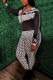 Black Fashion Casual Print Patchwork Zipper Collar Long Sleeve Two Pieces