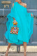 Baby Blue Sweet Bat-wing Sleeves Asymmetrical Chiffon Mid Calf Dress