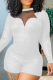 White Sexy Solid Mesh O Neck Skinny Rompers