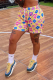Yellow Casual Print Patchwork Straight Mid Waist Straight Full Print Bottoms