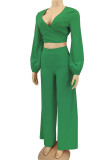 Red Elegant Solid Bandage Patchwork V Neck Long Sleeve Two Pieces
