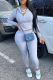 Light Gray Casual Solid Patchwork Hooded Collar Long Sleeve Two Pieces