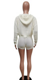Grey Casual Solid Tassel Patchwork Hooded Collar Long Sleeve Two Pieces