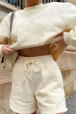 Pink Casual Solid Patchwork O Neck Long Sleeve Two Pieces