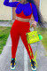 Red Sexy Patchwork O Neck Long Sleeve Two Pieces