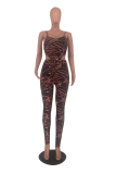 Multicolor Sexy Print Patchwork Spaghetti Strap Sleeveless Two Pieces