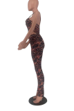 Multicolor Sexy Print Patchwork Spaghetti Strap Sleeveless Two Pieces