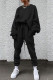 Black Casual Solid Patchwork O Neck Long Sleeve Two Pieces