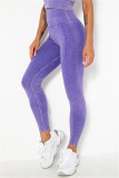 Purple Casual Sportswear Solid Patchwork Skinny High Waist Trousers