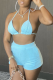Light Blue Sexy Solid Bandage Patchwork Swimwears