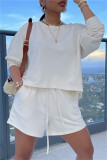 Apricot Fashion Casual Solid Basic O Neck Long Sleeve Two Pieces