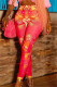Red Fashion Casual Print Basic Skinny High Waist Pencil Trousers