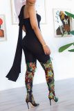Rose Red Casual Solid Patchwork Strapless Half Sleeve Two Pieces
