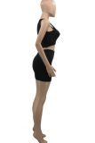 Tangerine Red Sexy Solid Hollowed Out U Neck Sleeveless Two Pieces