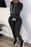 White Casual Solid Split Joint Zipper Hooded Collar Long Sleeve Two Pieces