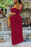 Black Sexy Solid Patchwork Off the Shoulder Straight Dresses