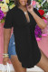 Black Fashion Casual Solid Slit Turndown Collar Tops