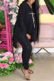 Pink Fashion Casual Print Slit V Neck Long Sleeve Two Pieces