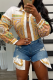 White Yellow Casual Print Patchwork Turndown Collar Shirt Dress Dresses