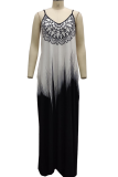Black And White Sexy Gradual Change Hollowed Out Halter Straight Dresses