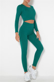 Fuchsia Casual Sportswear Solid Basic O Neck Long Sleeve Two Pieces