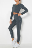 Fuchsia Casual Sportswear Solid Basic O Neck Long Sleeve Two Pieces
