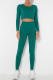 Ink Green Casual Sportswear Solid Basic O Neck Long Sleeve Two Pieces