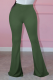 Army Green Casual Solid Patchwork Boot Cut Mid Waist Speaker Solid Color Bottoms
