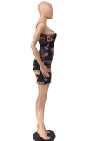 Colour Sexy Print Patchwork Spaghetti Strap Pencil Skirt Dresses